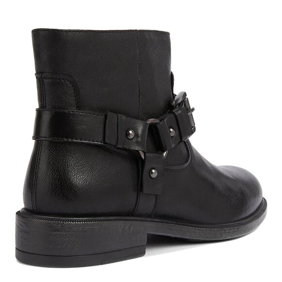 GEOX Respira Catria Motorcycle Biker Ankle Boots Size 8.5 Black Leather NEW - Picture 5 of 16